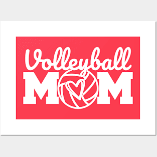 Volleyball Mom love volleyball fan player white text Posters and Art